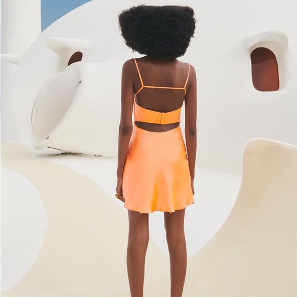 ZARA SATIN DRESS WITH CUT-OUT DETAIL - Picture 4 of 5